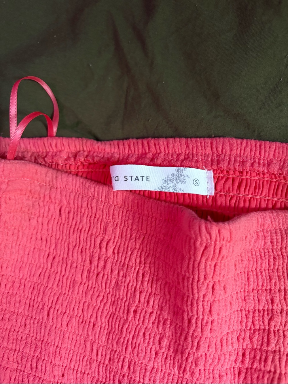 Altar'd State Coral Pink Strapless Smocked Dress